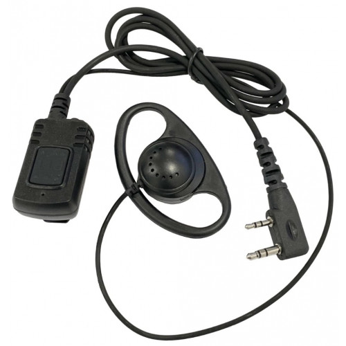 Kenwood Compatible 2-Pin D-Shape Single Wire Earpiece & Inline PTT