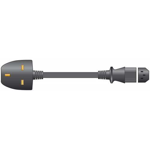 Short (1m) Straight IEC Cable With UK Plug