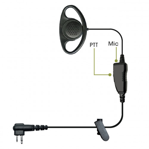D-Shape Security Earpiece w/ Mic PTT For Motorola CP040 DP1400 R2 XT420 XT460
