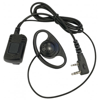 Kenwood Compatible 2-Pin D-Shape Single Wire Earpiece & Inline PTT
